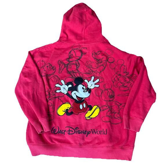 Mickey Mouse Graphic Disney Land Red Full Zip Up Hoodie Sweatshirt Size XXL - Picture 1 of 6